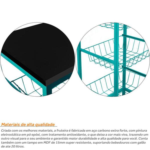Fruteira De Cozinha De Chão Montreal Em Aço E Mdf 3 Cestos Verde e Preto - Genus Móveis Imagem de Fruteira De Cozinha De Chão Montreal Em Aço E Mdf 3 Cestos Verde e Preto