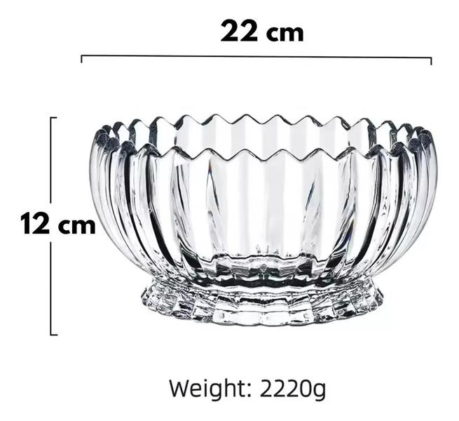 Imagem de Fruteira De Cristal Centro De Mesa Redonda Requinte 22 X 12