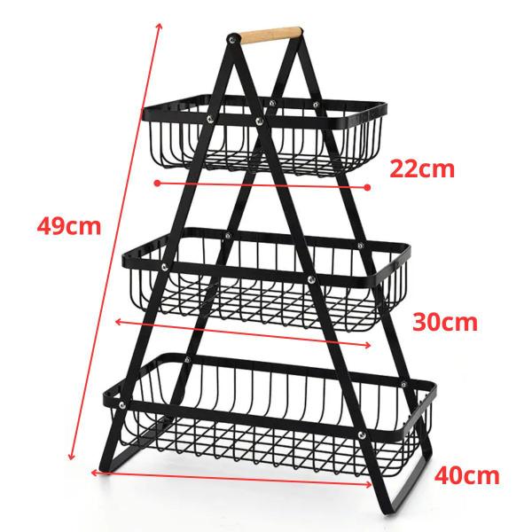 Imagem de Fruteira De Mesa 3 Andares Organizador De Frutas Cesto Metal Aramado