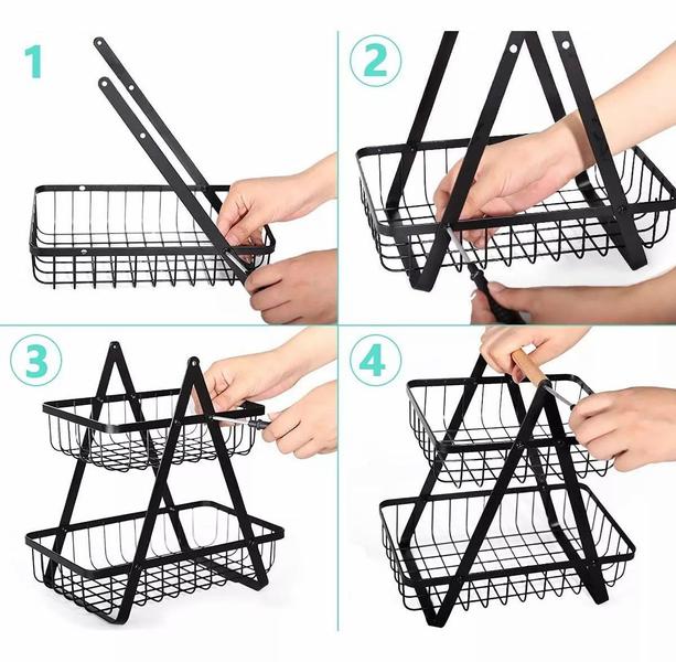 Fruteira De Mesa Aramada Dupla Cesto Organizador Multiuso 2 Andares - Fwb Imagem de Fruteira De Mesa Aramada Dupla Cesto Organizador Multiuso 2 Andares