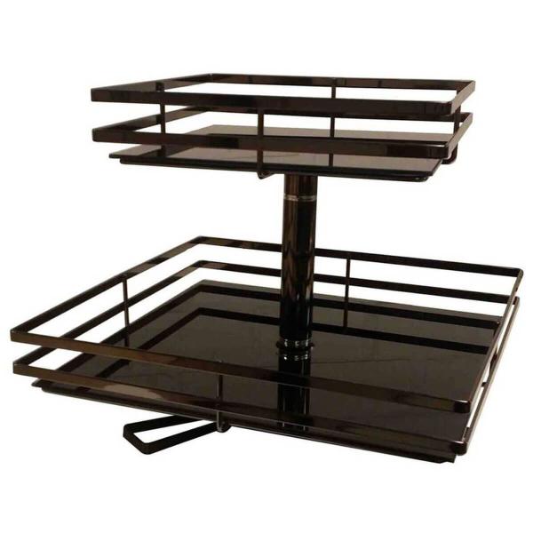Fruteira de Mesa Aramada Giratória Quadrada com Prateleiras de Vidro Giosul Onix Imagem de Fruteira de Mesa Aramada Giratória Quadrada com Prateleiras de Vidro Giosul Onix