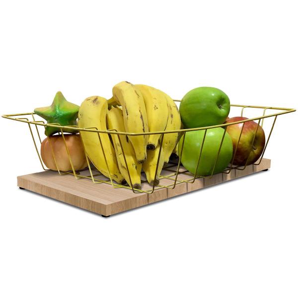 Fruteira De Mesa Bancada Montreal Moderna Em Aço Aramada Madeira - Genus - BR Imagem de Fruteira De Mesa Bancada Montreal Moderna Em Aço Aramada Madeira
