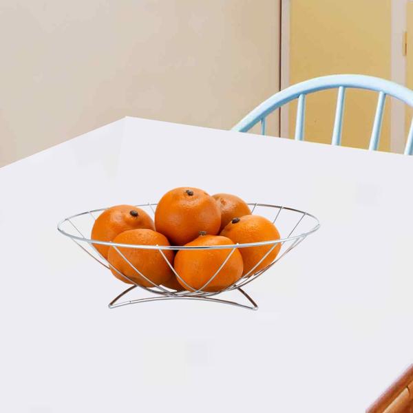 Imagem de Fruteira de Mesa Cesta de Frutas Aramada Redonda Cozinha Decorativa 30cm