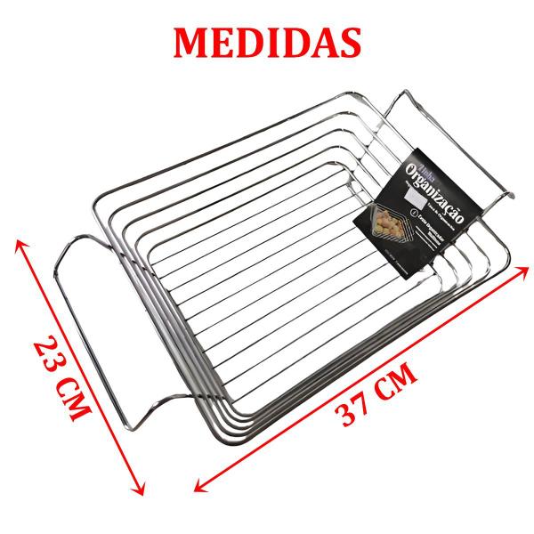 Fruteira De Mesa Cesto Organizador Metalizada Aço Inoxidável - Genérico Imagem de Fruteira De Mesa Cesto Organizador Metalizada Aço Inoxidável