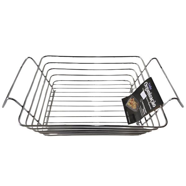Fruteira De Mesa Cesto Organizador Metalizada Aço Inoxidável - Genérico Imagem de Fruteira De Mesa Cesto Organizador Metalizada Aço Inoxidável