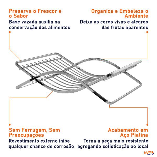 Fruteira de Mesa Cromada Aço Piatina - Wp Connect Imagem de Fruteira de Mesa Cromada Aço Piatina - Wp Connect