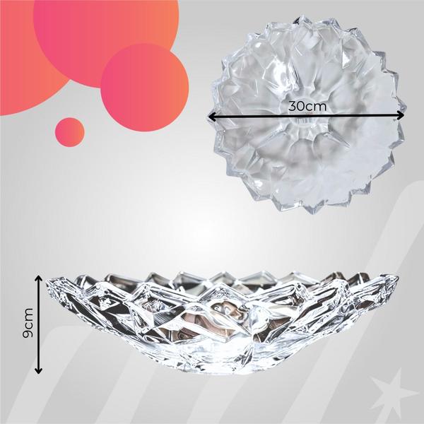 Imagem de Fruteira de mesa de vidro centro de mesa transparente 31cm grande modelo diamante alta resistência