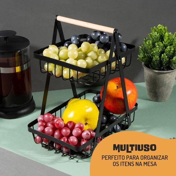 Fruteira De Mesa Frutas Legumes Organizador Aramado Premium Bancada Quadrada Em Aço Extra Forte - Prime Imagem de Fruteira De Mesa Frutas Legumes Organizador Aramado Premium Bancada Quadrada Em Aço Extra Forte