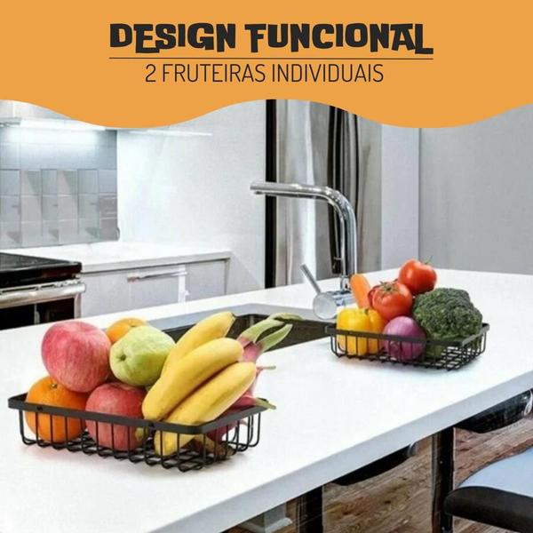 Fruteira De Mesa Frutas Legumes Organizador Aramado Premium Bancada Quadrada Em Aço Extra Forte - Prime Imagem de Fruteira De Mesa Frutas Legumes Organizador Aramado Premium Bancada Quadrada Em Aço Extra Forte
