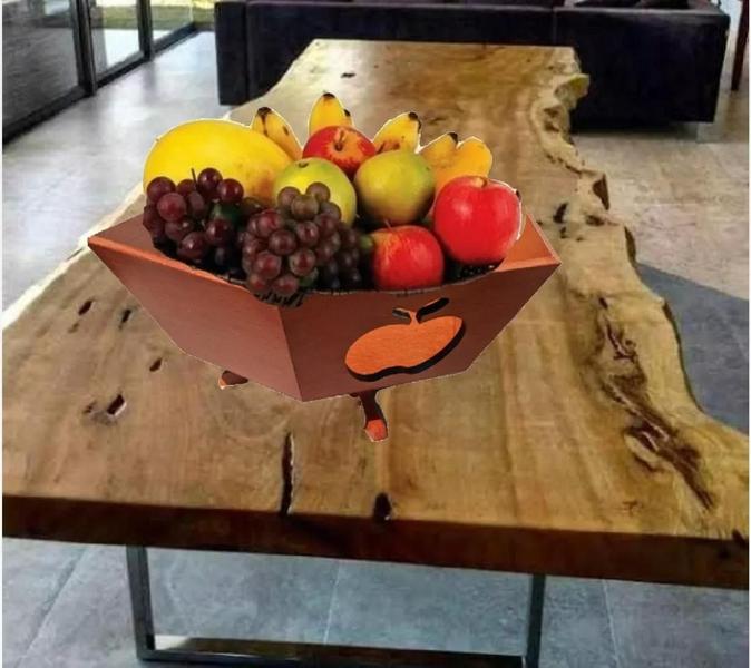 Imagem de Fruteira De Mesa Giratória Madeira Mdf Grande Decor