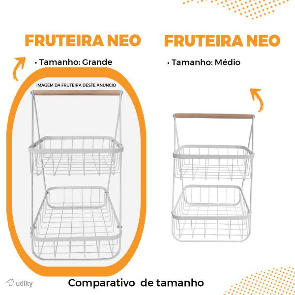 Imagem de Fruteira de Mesa Grande Cesta Frutas Madeira Ferro Cozinha