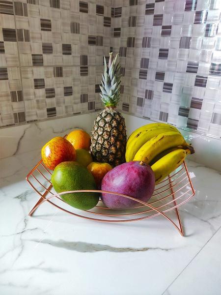 Imagem de Fruteira de Mesa Moderna Pequena Aramado Decorativa Arqueada de Bancada para Cozinha