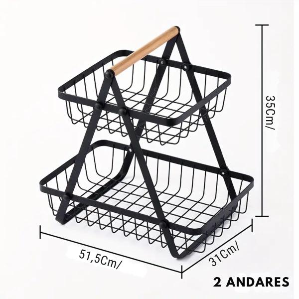 Imagem de Fruteira De Mesa Organizador De Frutas Cesto Metal Aramado 