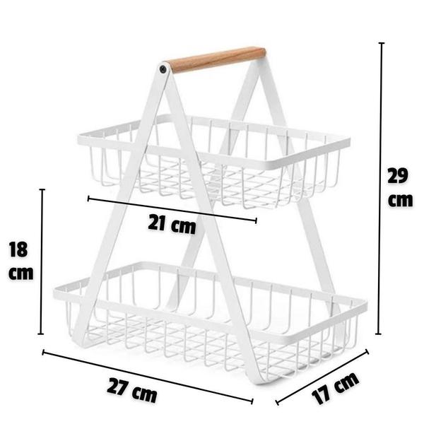 Imagem de Fruteira De Mesa Organizador De Frutas Cesto Metal Aramado