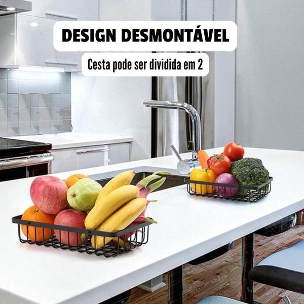 Imagem de Fruteira De Mesa Organizador De Frutas Cesto Metal Aramado