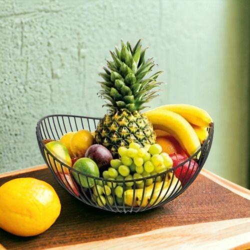 Imagem de Fruteira De Mesa P/ Cozinha Aramada Preta Multiuso Moderna Grande Cesto de Frutas Preto