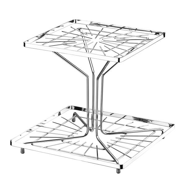 Fruteira de Mesa Quadrada Dois Andares Cromada Aço Piatina - Wp Connect Imagem de Fruteira de Mesa Quadrada Dois Andares Cromada Aço Piatina