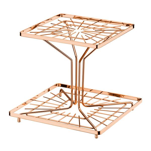 Fruteira de Mesa Quadrada Dois Andares Rosé Gold Aço Piatina - Wp Connect Imagem de Fruteira de Mesa Quadrada Dois Andares Rosé Gold Aço Piatina