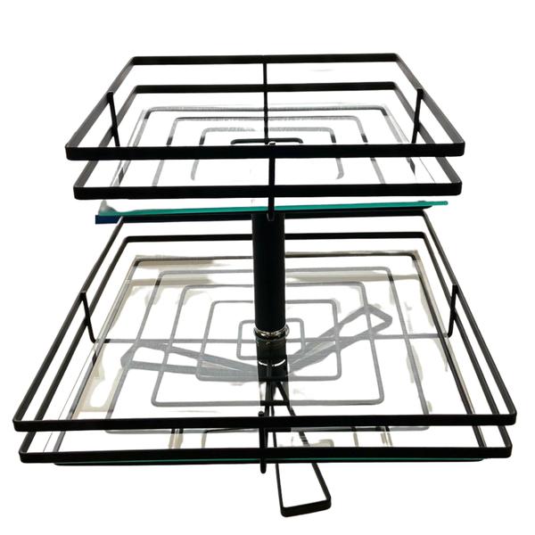 Fruteira de Mesa Vidro Dupla Quadrada Preto Fosco Giratória - Giosul Imagem de Fruteira de Mesa Vidro Dupla Quadrada Preto Fosco Giratória