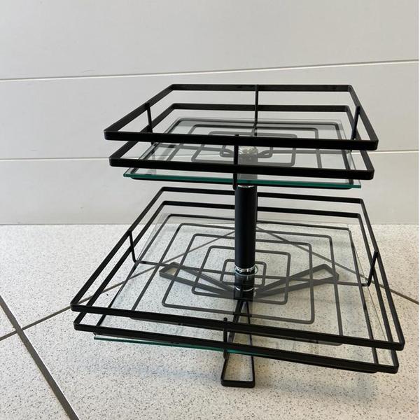 Fruteira de Mesa Vidro Dupla Quadrada Preto Fosco Giratória - Giosul Imagem de Fruteira de Mesa Vidro Dupla Quadrada Preto Fosco Giratória