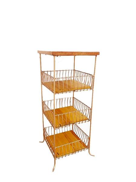 Fruteira de pé chã ferro artesanal cozinha ouro rose gold cestos decoração com prateleira suporte filtro - MINAS ARTE PRÓPRIA Imagem de Fruteira de pé chã ferro artesanal cozinha ouro rose gold cestos decoração com prateleira suporte filtro