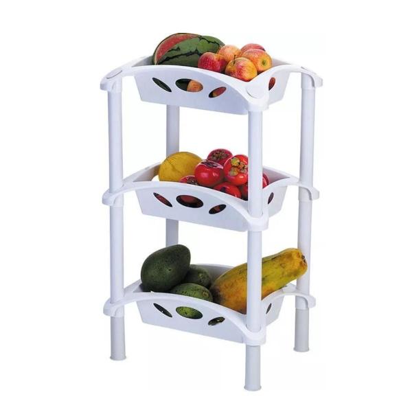 Fruteira de Plástico Branca 3 Cestos Reforçada Desmontável - AGRAPLAST Imagem de Fruteira de Plástico Branca 3 Cestos Reforçada Desmontável
