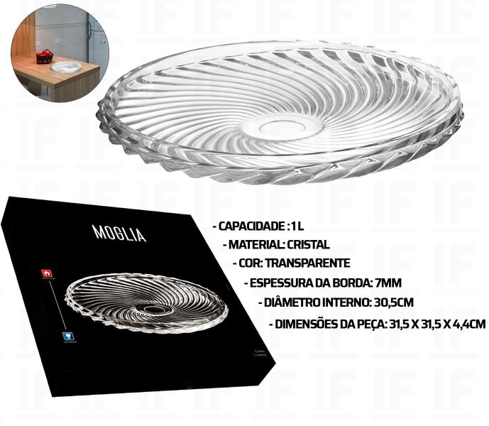 Fruteira De Vidro Cozinha Moglia Centro De Mesa 31,5 Cm - TBT Imagem de Fruteira De Vidro Cozinha Moglia Centro De Mesa 31,5 Cm