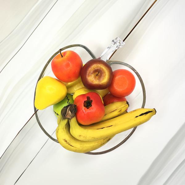 Fruteira De Vidro Transparente Em Formato Maçã 29.5x26x11cm Mesa Posta Decoração Cozinha Enfeite - Consics Imagem de Fruteira De Vidro Transparente Em Formato Maçã 29.5x26x11cm Mesa Posta Decoração Cozinha Enfeite