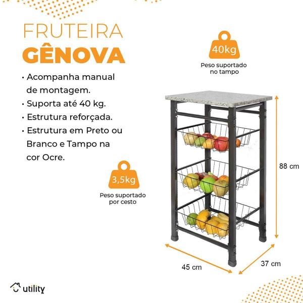 Imagem de Fruteira Genova Tampo De Granito 3 Cestos Removíveis Preta