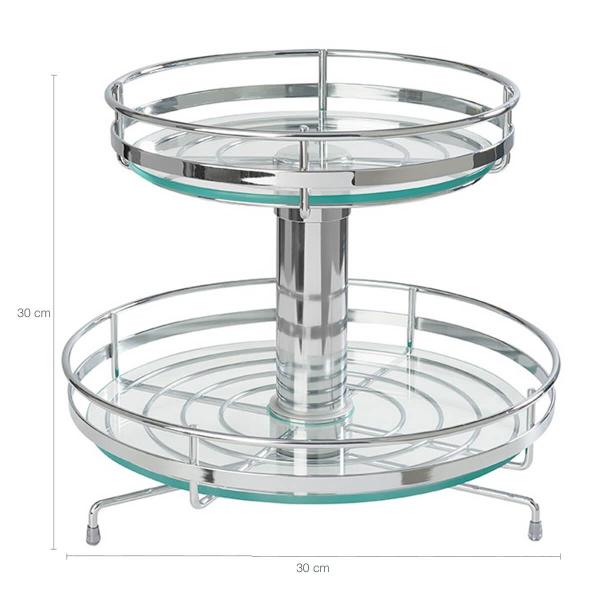 Fruteira Giratória Redonda de Mesa Dupla Cromado 30cm com Vidro Para Bancada Schmitt Imagem de Fruteira Giratória Redonda de Mesa Dupla Cromado 30cm com Vidro Para Bancada Schmitt