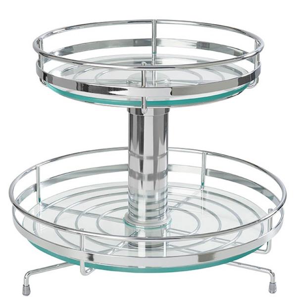 Fruteira Giratória Redonda de Mesa Dupla Cromado 30cm com Vidro Para Bancada Schmitt Imagem de Fruteira Giratória Redonda de Mesa Dupla Cromado 30cm com Vidro Para Bancada Schmitt