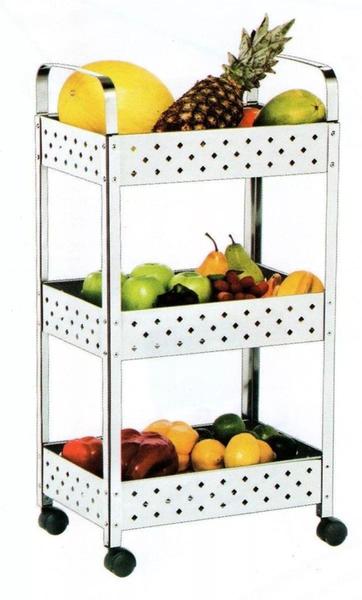 Fruteira Inox Alto C/3 Divisórias e Rodinhas - Alphacomprass Imagem de Fruteira Inox Alto C/3 Divisórias e Rodinhas - Alphacomprass