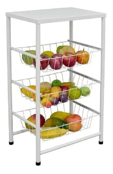 Fruteira Máx Forte Aço 3 Cestos Removíveis Açomix Imagem de Fruteira Máx Forte Aço 3 Cestos Removíveis Açomix