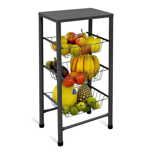 Fruteira Máx Forte Aço 3 Cestos Removíveis Retangular Craq - Açomix Imagem de Fruteira Máx Forte Aço 3 Cestos Removíveis Retangular Craq