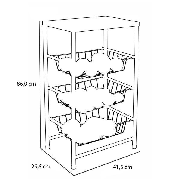 Imagem de Fruteira Máx Frut Aço 3 Cestos Removíveis Retangular