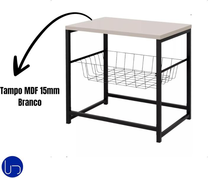 Imagem de Fruteira Multiuso Cesto Deslizante Suporte Para Bebedouro Tampo MDF Resistente Prática Funcional E Durável