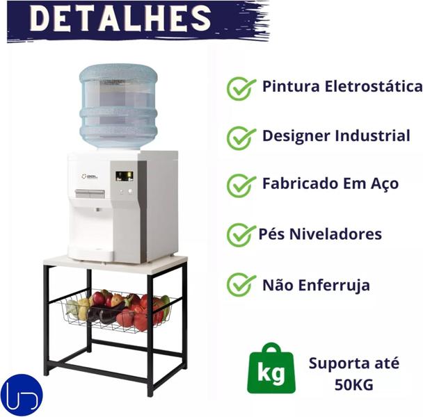 Fruteira Multiuso Cesto Deslizante Suporte Para Bebedouro Tampo MDF Resistente Prática Funcional E Durável - Utilika Distribuidora Imagem de Fruteira Multiuso Cesto Deslizante Suporte Para Bebedouro Tampo MDF Resistente Prática Funcional E Durável