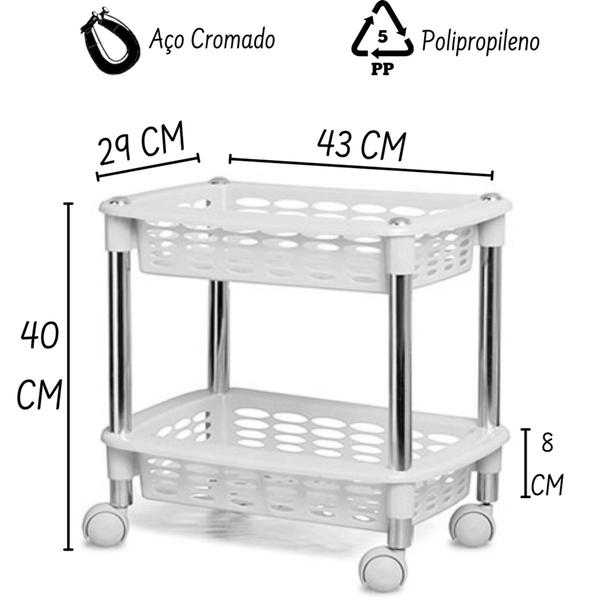 Imagem de Fruteira Multiuso Organizador Cromo Colors Duplo Retangular Branca N353-4 Niquelart