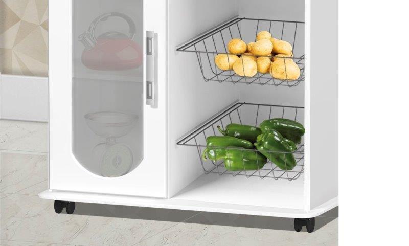 Fruteira Nob. Com Vidro Branca Com Rodizios! - PASSE BEM Imagem de Fruteira Nob. Com Vidro Branca Com Rodizios!