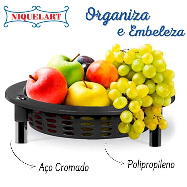 Fruteira Organizador Redonda De Mesa Preta N381 Niquelart Imagem de Fruteira Organizador Redonda De Mesa Preta N381 Niquelart