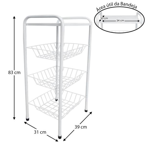 Imagem de Fruteira Para Cozinha Suporte De Chão Leve Para Filtro Bebedouro Galão De Água Tampo Reforçado 3 Cestos Aramados Fixos