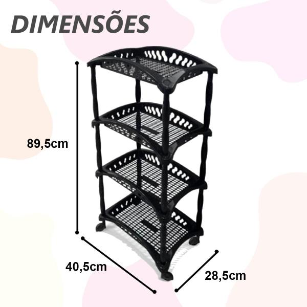 Imagem de Fruteira plástica 4 cestos organizador vertical preto hum