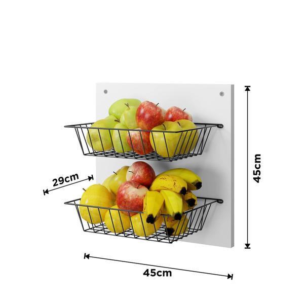 Imagem de Fruteira Quito porta legumes parede cozinha 45x45 cesto de ferro