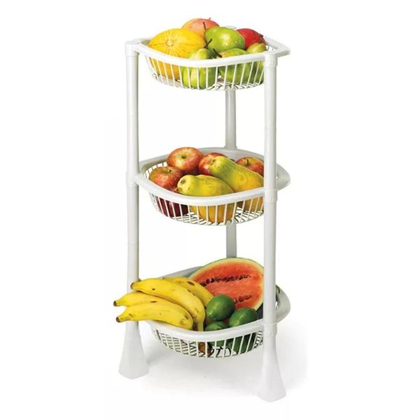 Fruteira Redonda 3 Andares 73Cm Plástica Leve Prática Marmor - Injeplastec Imagem de Fruteira Redonda 3 Andares 73Cm Plástica Leve Prática Marmor