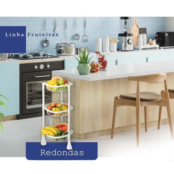Fruteira Redonda 3 Andares 73Cm Plástica Leve Prática Marmor - Injeplastec Imagem de Fruteira Redonda 3 Andares 73Cm Plástica Leve Prática Marmor