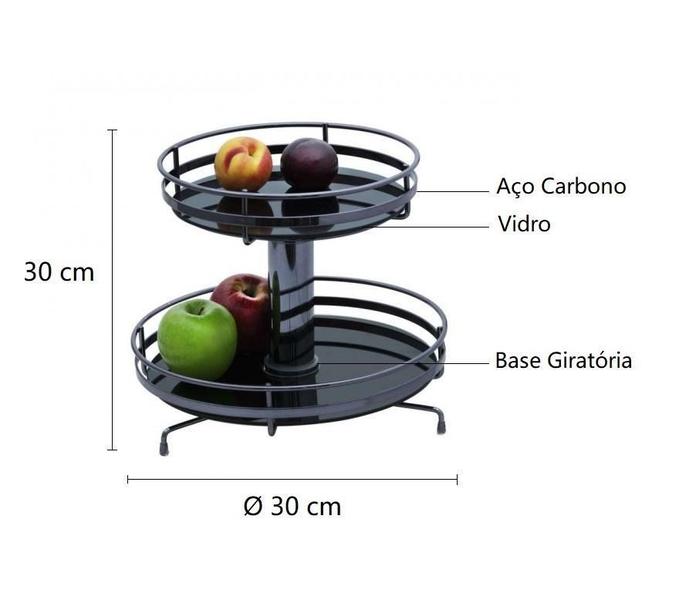 Imagem de Fruteira Redonda Giratória De Mesa Com Vidro Preto Schmitt