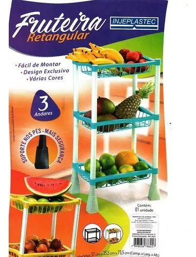 Fruteira Retangular 3 Andares Color - Injeplastec - Fruteira De Chão Retangular Cozinha Organizador Com 3 Andar - PANAMI Imagem de Fruteira Retangular 3 Andares Color - Injeplastec - Fruteira De Chão Retangular Cozinha Organizador Com 3 Andar - PANAMI