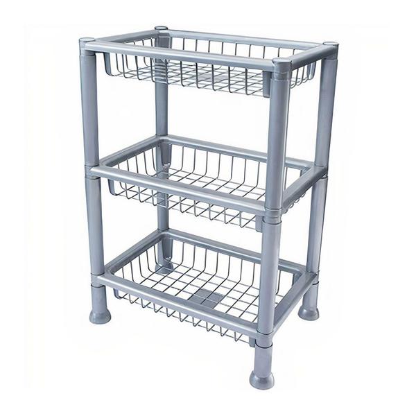 Fruteira Tripla Cesto Organizador Multiuso Banheiro Cozinha - Plasnew Imagem de Fruteira Tripla Cesto Organizador Multiuso Banheiro Cozinha