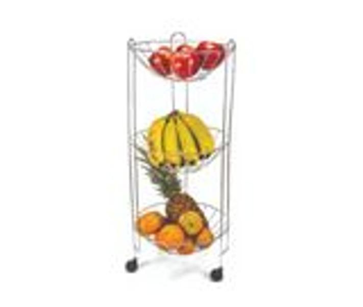 Fruteira Tripla P/ Cozinha Redonda Em Aço Cromado, Aramados - JGV ARAMADOS Imagem de Fruteira Tripla P/ Cozinha Redonda Em Aço Cromado, Aramados