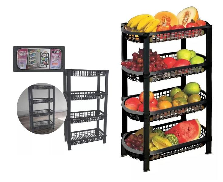 Fruteira Vertical 4 Andares Multifuncional Cozinha Pratica - Compre Já Fácil Imagem de Fruteira Vertical 4 Andares Multifuncional Cozinha Pratica